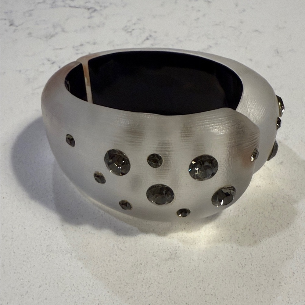 Alexis Bittar Hinged Bracelet Frosted White Lucite